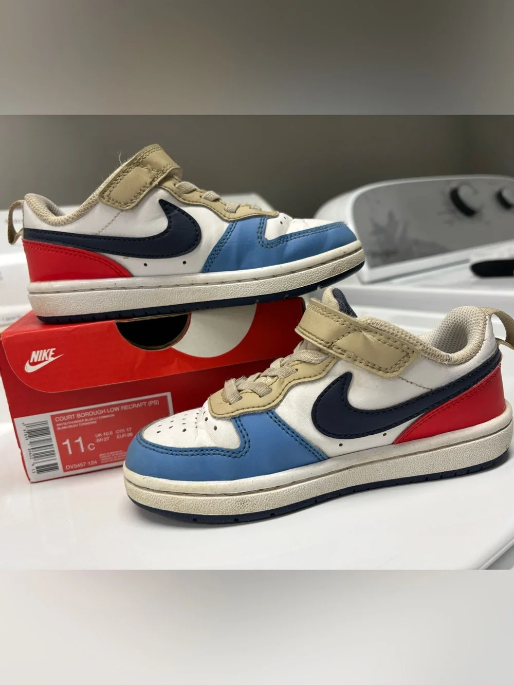 OFFERS OPEN! Nike Kids 11c court Low Sneakers Borough Low Recraft blue crimson